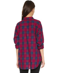 Женская красно-темно-синяя классическая рубашка в шотландскую клетку от Madewell