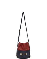 Красно-темно-синяя кожаная сумка-мешок