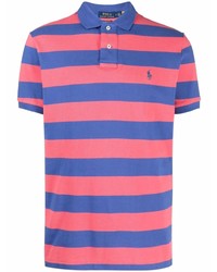 Мужская красно-темно-синяя футболка-поло в горизонтальную полоску от Polo Ralph Lauren