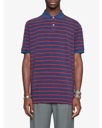 Мужская красно-темно-синяя футболка-поло в горизонтальную полоску от Gucci
