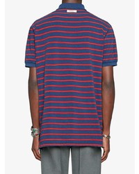Мужская красно-темно-синяя футболка-поло в горизонтальную полоску от Gucci