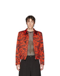 Красно-черная куртка харрингтон с принтом от Dries Van Noten