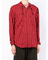Мужская красно-черная рубашка с длинным рукавом в вертикальную полоску от Comme Des Garcons SHIRT