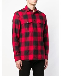 Мужская красно-черная рубашка с длинным рукавом в клетку от Calvin Klein