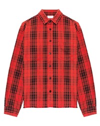Мужская красно-черная рубашка с длинным рукавом в шотландскую клетку от John Elliott