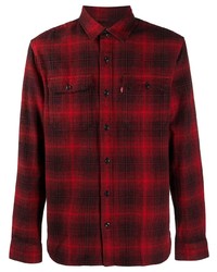 Мужская красно-черная рубашка с длинным рукавом в шотландскую клетку от Levi's