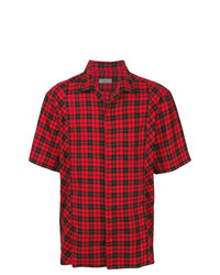 Мужская красно-черная рубашка с коротким рукавом в шотландскую клетку от Lanvin