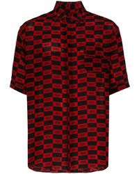 Мужская красно-черная рубашка с коротким рукавом с принтом от 424