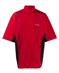 Мужская красно-черная рубашка с коротким рукавом от Balenciaga