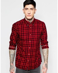 Мужская красно-черная фланелевая рубашка с длинным рукавом в клетку от Scotch & Soda