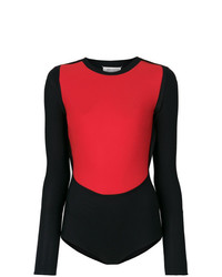 Женская красно-черная футболка с длинным рукавом от Maison Margiela