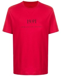 Мужская красно-черная футболка с круглым вырезом с принтом от Armani Exchange