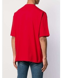 Мужская красно-черная футболка с круглым вырезом с принтом от Balenciaga