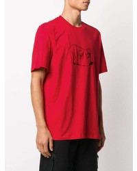 Мужская красно-черная футболка с круглым вырезом с принтом от MSGM