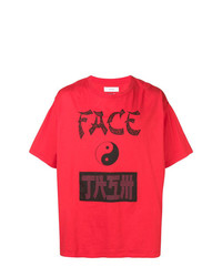 Мужская красно-черная футболка с круглым вырезом с принтом от Facetasm