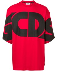 Мужская красно-черная футболка с круглым вырезом с принтом от Gcds