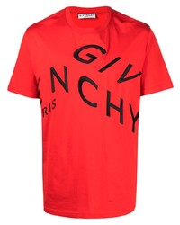 Мужская красно-черная футболка с круглым вырезом с принтом от Givenchy