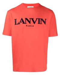 Мужская красно-черная футболка с круглым вырезом с принтом от Lanvin