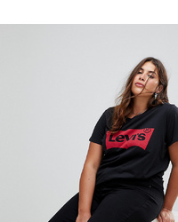 Женская красно-черная футболка с круглым вырезом с принтом от Levi's Plus