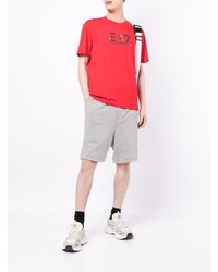 Мужская красно-черная футболка с круглым вырезом с принтом от Ea7 Emporio Armani