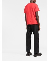 Мужская красно-черная футболка с круглым вырезом с принтом от Moncler