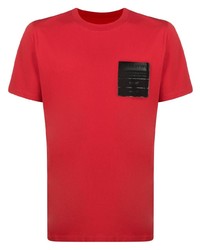 Мужская красно-черная футболка с круглым вырезом с принтом от Maison Margiela