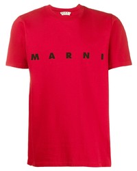 Мужская красно-черная футболка с круглым вырезом с принтом от Marni