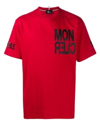 Мужская красно-черная футболка с круглым вырезом с принтом от MONCLER GRENOBLE
