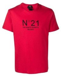 Мужская красно-черная футболка с круглым вырезом с принтом от N°21