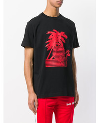 Мужская красно-черная футболка с круглым вырезом с принтом от Palm Angels