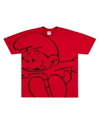 Мужская красно-черная футболка с круглым вырезом с принтом от Supreme