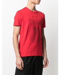 Мужская красно-черная футболка с круглым вырезом с принтом от Neil Barrett