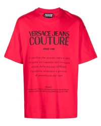 Мужская красно-черная футболка с круглым вырезом с принтом от VERSACE JEANS COUTURE