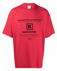 Мужская красно-черная футболка с круглым вырезом с принтом от Vetements