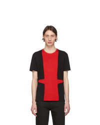 Мужская красно-черная футболка с круглым вырезом от Alexander McQueen