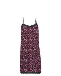 Красно-черное шифоновое повседневное платье с цветочным принтом