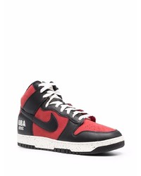 Мужские красно-черные кожаные высокие кеды от Nike