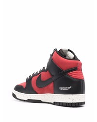 Мужские красно-черные кожаные высокие кеды от Nike