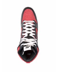 Мужские красно-черные кожаные высокие кеды от Nike