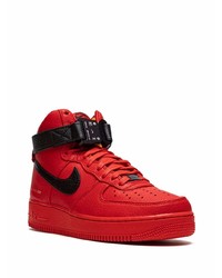 Мужские красно-черные кожаные высокие кеды от Nike