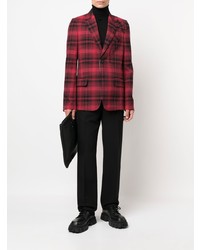 Мужской красно-черный пиджак в шотландскую клетку от Valentino