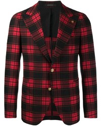 Мужской красно-черный пиджак в шотландскую клетку от Tagliatore