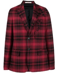 Мужской красно-черный пиджак в шотландскую клетку от Valentino