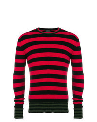 Красно-черный свитер с круглым вырезом