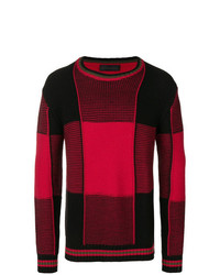 Мужской красно-черный свитер с круглым вырезом в горизонтальную полоску от Diesel Black Gold