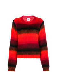 Женский красно-черный свитер с круглым вырезом в горизонтальную полоску от Dondup