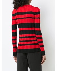 Женский красно-черный свитер с круглым вырезом в горизонтальную полоску от Derek Lam
