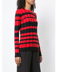 Женский красно-черный свитер с круглым вырезом в горизонтальную полоску от Derek Lam
