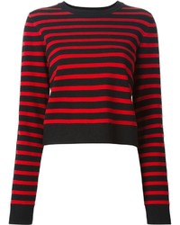 Женский красно-черный свитер с круглым вырезом в горизонтальную полоску от Marc by Marc Jacobs