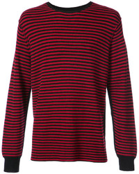 Мужской красно-черный свитер с круглым вырезом в горизонтальную полоску от Ovadia & Sons